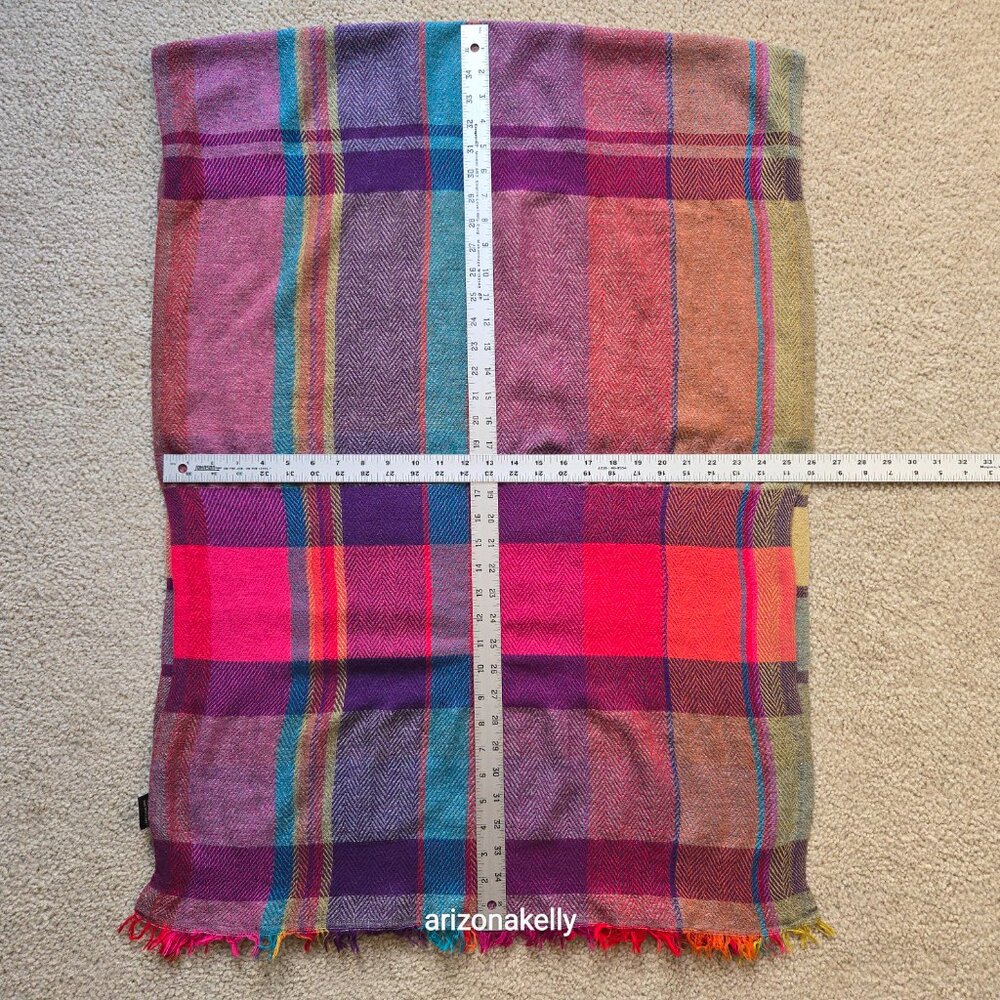 Merino Wool + Cashmere Colorful Herringbone Scarf Ahujasons - Picture 4 of 11